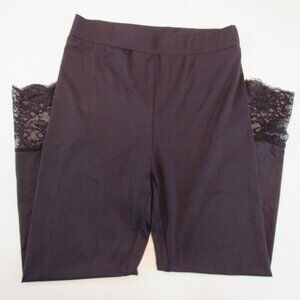 Emery Rose Black 3/4 Length Cropped Lace Bottom Black Leggings Size Small